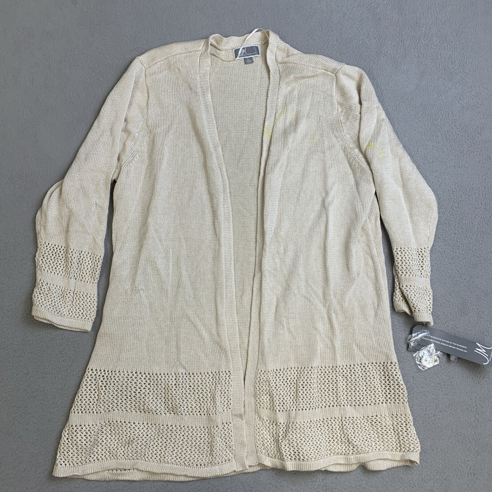 JM Collections Shirt Women's Size L Long Sleeve Knit Light Tan Boho